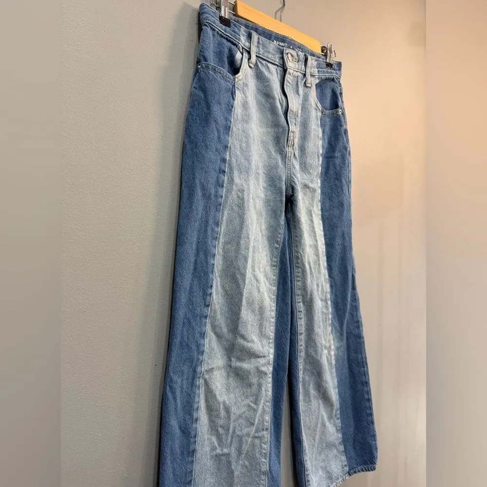 Girls’ Old Navy Two-Tone Baggy Wide Leg Jeans Size 18 VGUC